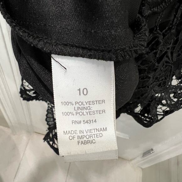 Bisou Bisou Black Lace Overlay Sheath Dress Sleeveless Midi Size 10 - Picture 13 of 13